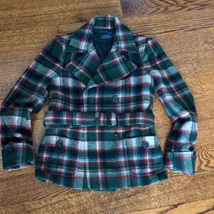 Polo by Ralph Lauren Green Plaid Pea Coat